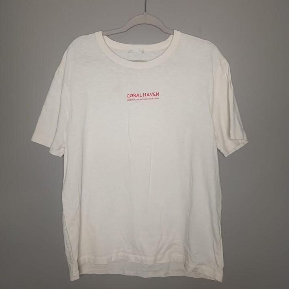 Zara coral haven white t shirt